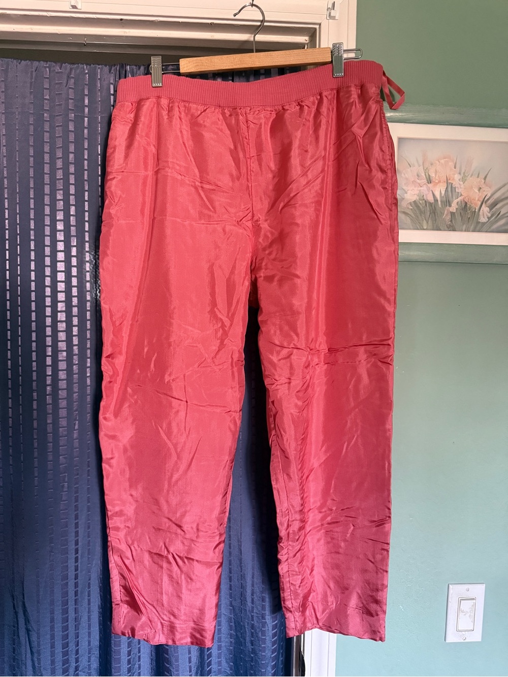 Vintage Bay Club 100% Silk Coral Pink Tapered Pants L Korea Lined